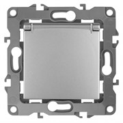 12-2103-03 ЭРА Розетка 2P+E Schuko со шторками с крышкой,16А-250В, Эра12,алюминий Б0014695