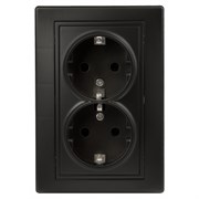 1-205-05  Intro Розетка 2X2P+E Schuko, 16А-250В, IP20, СУ, Plano, антрацит Б0053919