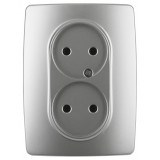 12-2107-03 ЭРА Розетка 2X2P,16A-250В, IP20, Эра12, алюминий Б0031240