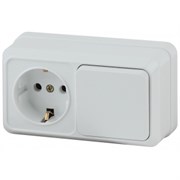 2-701-01 Intro Блок розетка+выкл.гориз., 10(16)А-250В, IP20, ОУ, Quadro, белый Б0053864