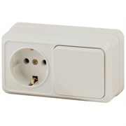 2-701-02 Intro Блок розетка+выкл.гориз., 10(16)А-250В, IP20, ОУ, Quadro, сл.кость Под заказ Б0036150