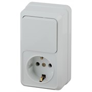 2-705-01 Intro Блок розетка+выкл.верт., 10(16)А-250В, IP20, ОУ, Quadro, белый Б0053882