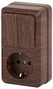 2-705-10 Intro Блок розетка+выкл.верт., 10(16)А-250В, IP20, ОУ, Quadro, венге Б0053886