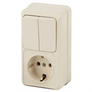 2-706-02 Intro Блок розетка+выкл. двойной верт., 10(16)А-250В, IP20, ОУ, Quadro, сл.кость Под заказ Б0036170