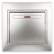 1-102-03 Intro Выключатель с подсветкой, 10А-250В, IP20, СУ, Plano, алюминий Б0030034