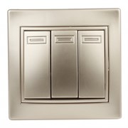 1-106-04 Intro Выключатель тройной, 10А-250В, СУ, Plano, шампань Б0030051
