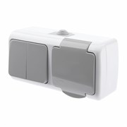 5-702-03 Intro Atlantic Блок розетка с выключателем двойным 2P+E, 10А-250В, открытой установки, IP54 Б0050948