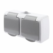 5-203-03 Intro Atlantic Розетка двойная с заземлением 2х2P+E Schuko, 16А-250В, IP54, открытой устано Б0051060