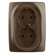 12-2106-13 ЭРА Розетка 2X2P+E Schuko, 16А-250В, Эра12, бронза Б0031235