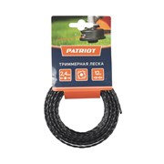 Леска PATRIOT D 2,4 мм L 12 м (скрученный квадрат, черный) 240-12-5, картонный подвес 805205125