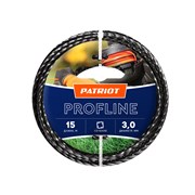 Леска PATRIOT Profline D 3,0 мм L 15 м (скрученный квадрат, черный) 300-15-5 на пластиковой обойме 805402211