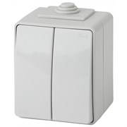 11-1604-03 ЭРА Выключатель двойной,IP65,10АХ-250В, ОУ Эра Эксперт, серый Б0035976