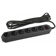 Сетевой фильтр USF-6es-5m-B-BOX ЭРА (черный) с/з с выкл 3x0,75мм2 с выкл, 6гн 5м Б0037265