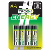 Элемент питания Трофи LR06-4BL ENERGY Alkaline (АА, пальчиковые) (4шт/уп) Б0017046