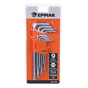 Набор ключей TORX-профиль 9пр. (75х3мм-170х9мм), ЕРМАК 657-024