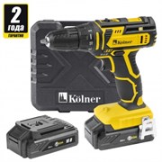 Дрель-шуруповерт аккумуляторная KOLNER KCD 16-2LC (2 АКБ и ЗУ в компл) кн16-2лц