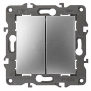 14-1104-03 ЭРА Выключатель двойной, 10АХ-250В, IP20, Эра Elegance, алюминий Под заказ Б0034232