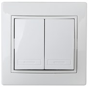 1-104-01 Intro Выключатель двойной, 10АХ-250В, СУ, Plano, белый Б0053758