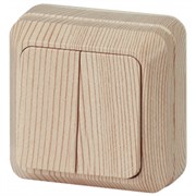 2-104-11 Intro Выключатель двойной, 10АХ-250В, ОУ, Quadro, сосна Б0053763