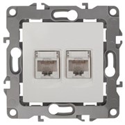 12-3108-01 ЭРА Розетка информационная двойная 2хRJ45, IP20, Эра12 белый Б0014729