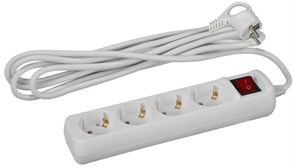 U-4es-5m-3x1 с заземлением с выключателем 4 розетки 5м ПВС 3x1мм2 16А Удлинитель ЭРА Б0028380