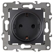 12-2101-05 ЭРА Розетка 2P+E Schuko,16А-250В, Эра12, антрацит (одноместная с заземлением) Б0014679