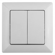4-104-01 Intro Выключатель двойной, 10А-250В, СУ, Solo, белый  Б0043284