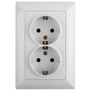 4-205-01 Intro Розетка 2X2P+E Schuko, 16А-250В, СУ, Solo, белый  Б0043333