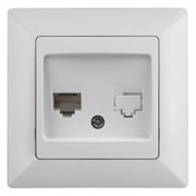 4-303-01 Intro Розетка информационная RJ45, СУ, Solo, белый Б0043382