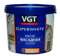 Краска VGT Супербелая ВД-АК-1180 фасадная 15кг																														 2377