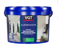 Краска VGT Супербелая ВД-АК-1180 для нар/внутр работ моющаяся 15кг 2338