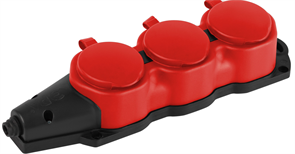 Колодка KX-3e-RED-IP44 с/з каучуковая 3 розетки 16А красная Б0068393