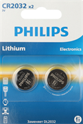 Батарейки Philips CR2032P2/51 литиевые 2шт. CR2032-2BL Б0062716