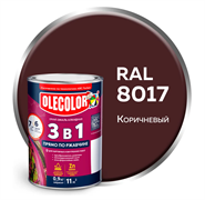 Грунт-эмаль по ржавчине 3в1  0,9кг коричневый RAL 8017 Olecolor 4300007443
