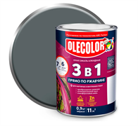 Грунт-эмаль по ржавчине 3в1  0,9кг серый Olecolor 4300005934