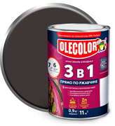 Грунт-эмаль по ржавчине 3в1  0,9кг черный Olecolor 4300005937