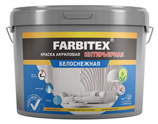 Краска акриловая 13 кг интерьерная белоснежная FARBITEX 4300014982