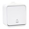 Кнопка звонка с символом "UNIVersal" серия "Клио", IP44, о/у, 10А, 220В, белая (еврослот) К2226