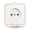 Розетка одноместная "UNIVersal" серия "Клио", IP44, б/з, о/у, 16А, 220В, белая (еврослот) К2222