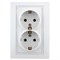 1-208-01 Розетка Intro Plano с заземлением двойная 2X2P+E Schuko со шторками, 16А-250В, IP20, СУ, бе Б0053933