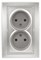 1-204-03 Intro Розетка 2х2P, 16А-250В, IP20, СУ, Plano, алюминий (10/100/1500) Б0053907