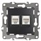 12-3108-05 ЭРА Розетка информационная двойная 2XRJ45, IP20, Эра12, антрацит Б0014733