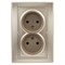 1-204-04  Intro Розетка 2х2P, 16А-250В, IP20, СУ, Plano, шампань Б0053909