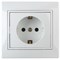 1-206-01 Intro Розетка 2Р+E Schuko со шторками, 16АХ-250В, СУ, Plano, белый (одноместная с заземлени Б0053923