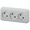 2-205-01 Intro Розетка 3х2P, 16А-250В, IP20, ОУ, Quadro, белый (10/200/2400) Б0053809