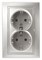 1-205-03 Intro Розетка 2X2P+E Schuko, 16А-250В, IP20, СУ, Plano, алюминий Б0053917