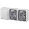 11-7403-01  ЭРА Блок две розетки+выключатель IP54, 16A(10AX)-250В, ОУ, Эра Эксперт, белый Б0027673
