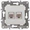 12-3108-02 ЭРА Розетка информационная двойная 2хRJ45, IP20, Эра12 слоновая кость Б0014730